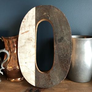 Vintage Style Wooden Letter “O” Cream and Brown